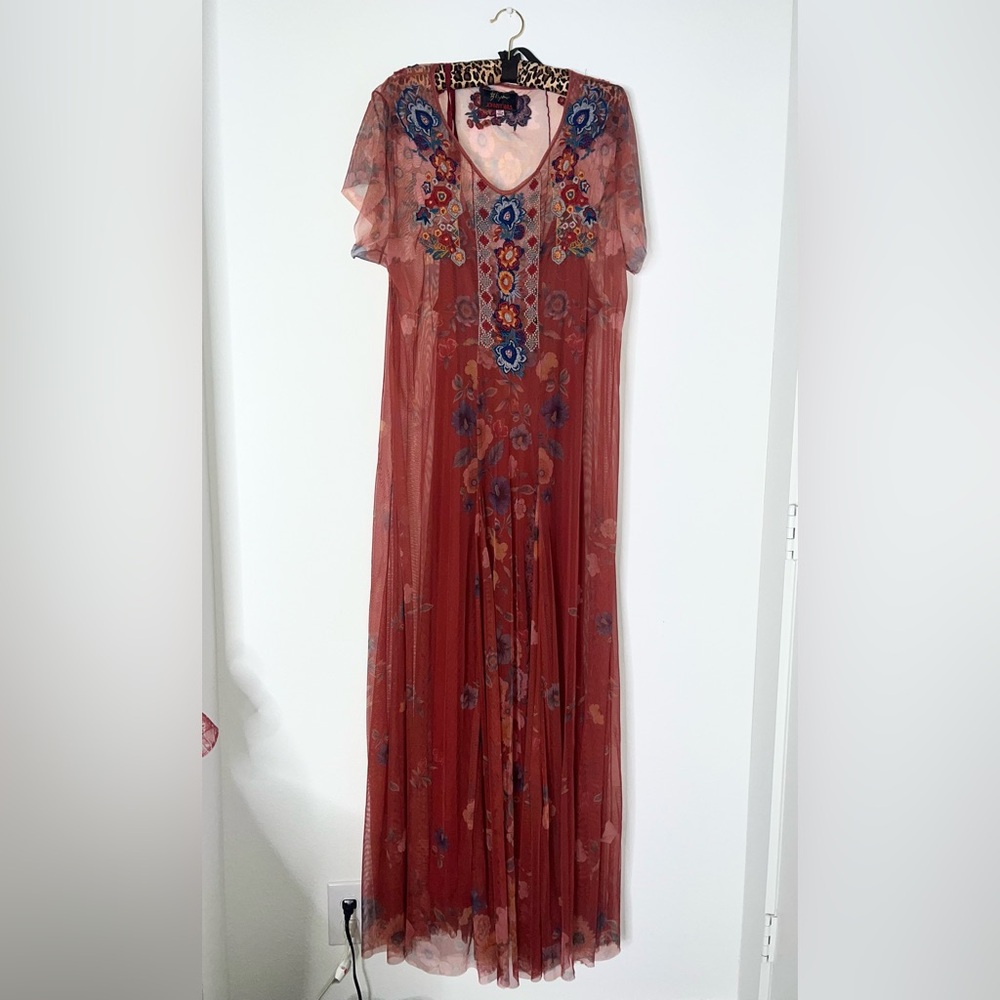 JOHNNY WAS | Embroidered Boho Floral Long Maxi Dress